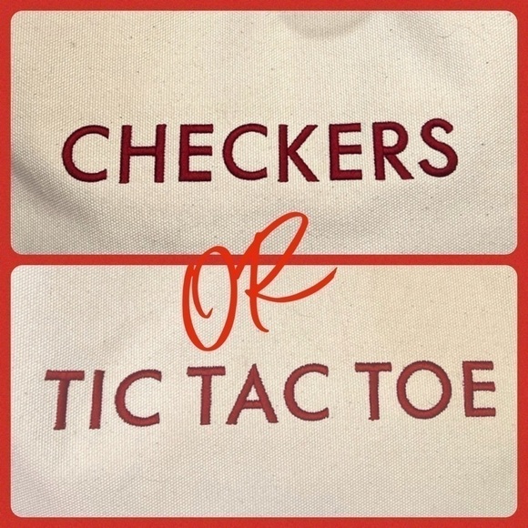 Kate Spade New York Mason Long Handles "TIC TAC TOE" "CHECKERS" Canvas Game Tote - Picture 6 of 16